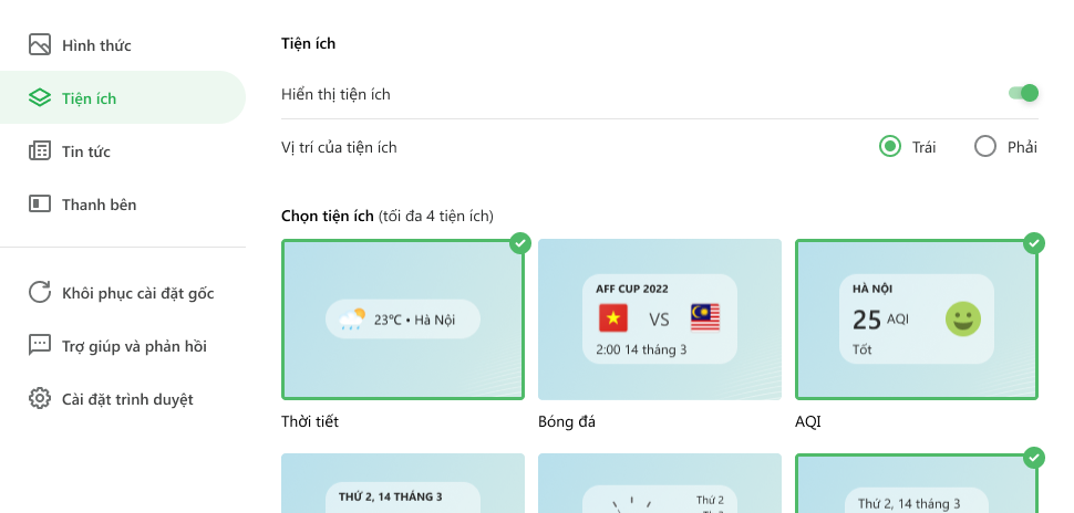 Tuỳ chỉnh Widget