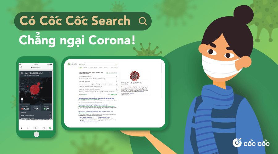 cập nhật dịch corona trên cốc cốc search
