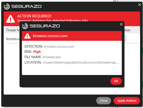 Hướng dẫn xử lý lỗi không mở được trình duyệt Cốc Cốc do Segurazo Antivirus - CocCoc Blog