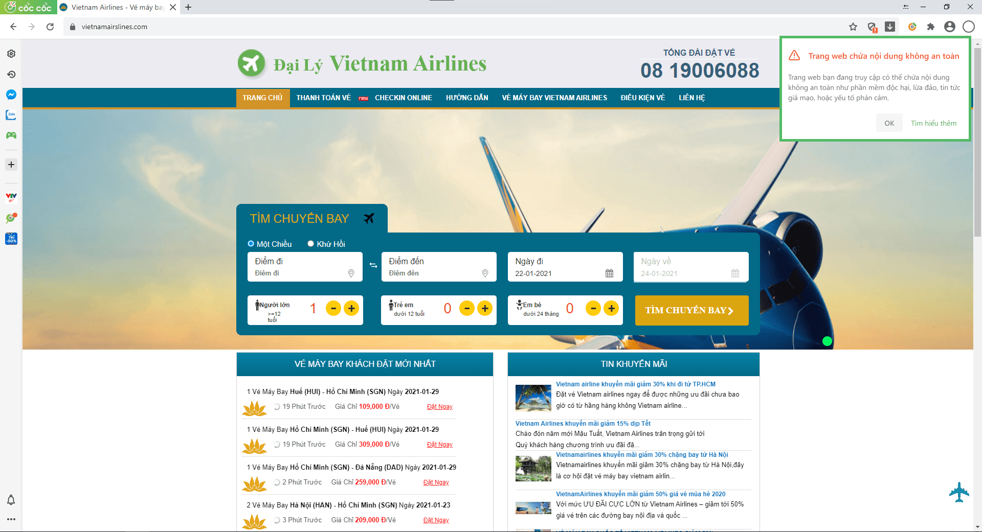 Chế độ duyệt web an toàn nâng cấp từ Cốc Cốc