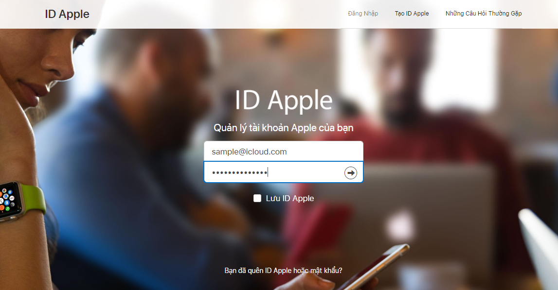 Bước 2: Sử dụng tên người dùng và mật khẩu của bạn để đăng nhập tài khoản Apple.