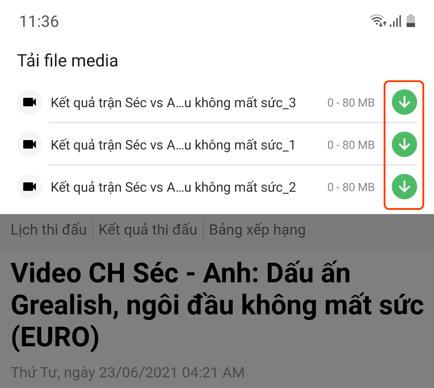 Ảnh: Danh sách file có thể tải về mới.