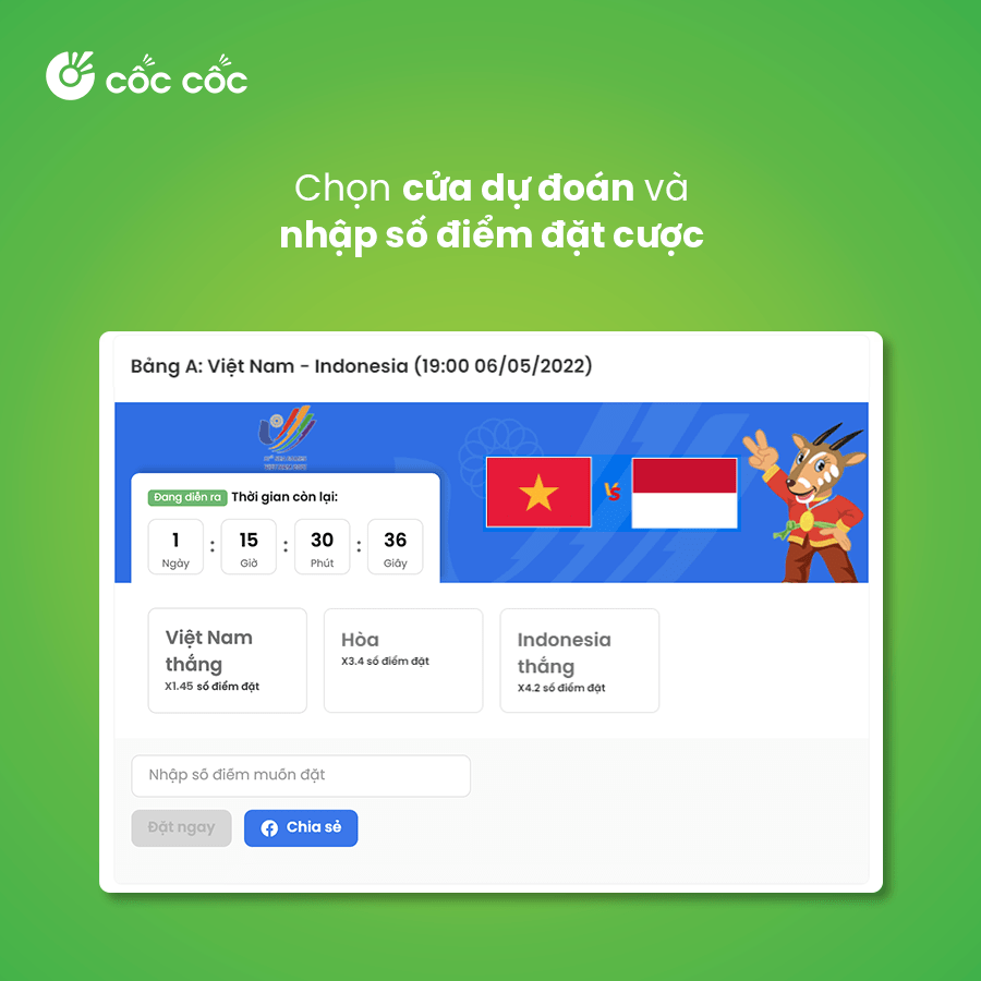 Chọn cửa dự đoán và nhập số điểm đặt cược - Trò Chơi Dự Đoán trên Cốc Cốc Points