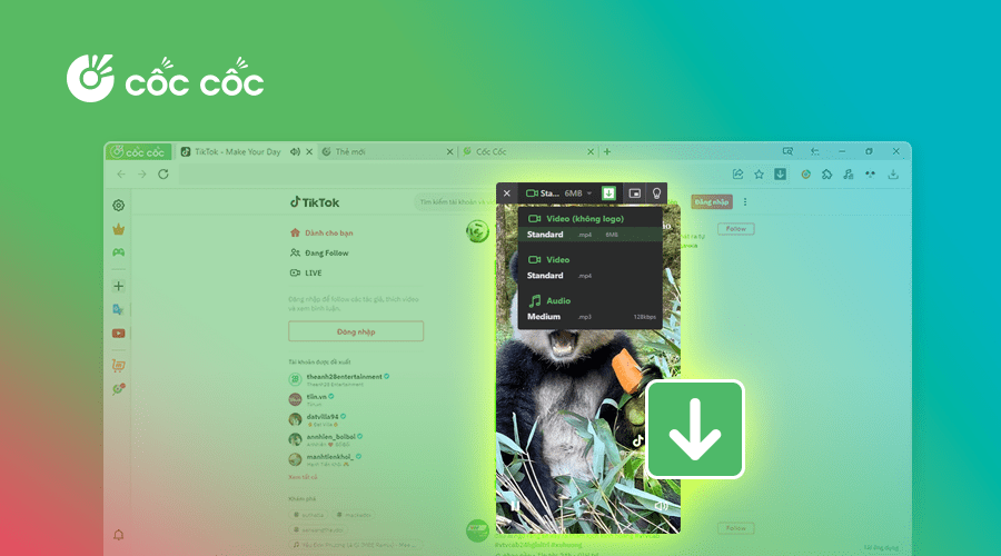 Tai video TikTok khong logo voi trinh duyet Coc Coc