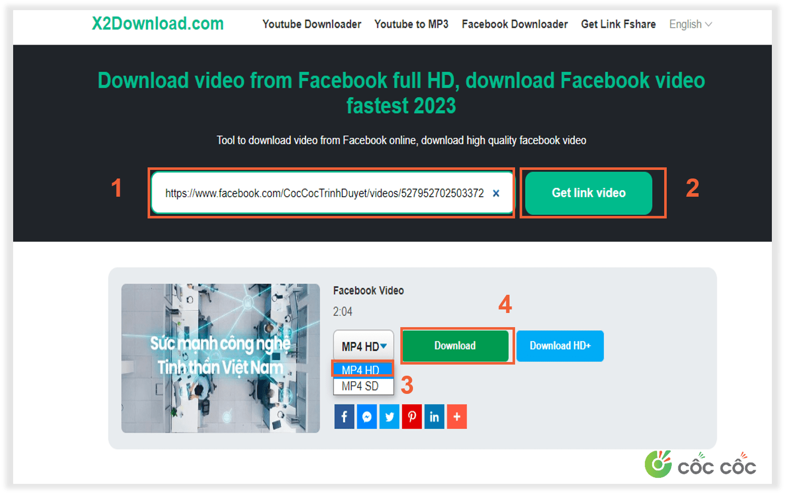 Tải video Facebook trong nháy mắt với trình duyệt Cốc Cốc