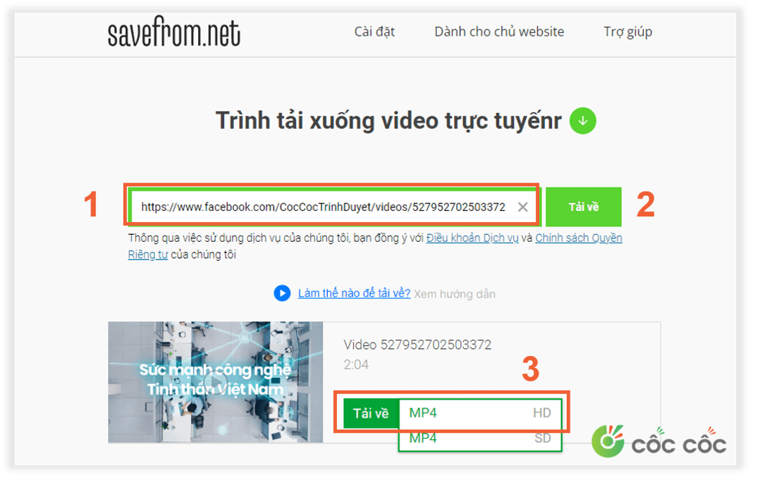 Tải video Facebook trong nháy mắt với trình duyệt Cốc Cốc