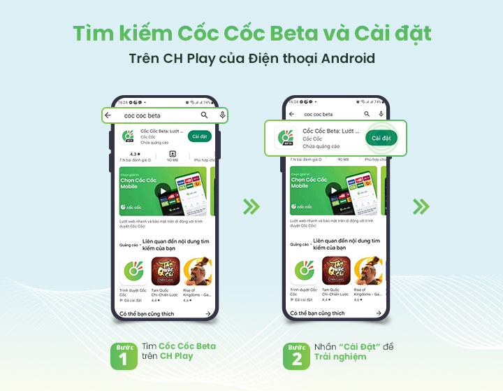 Cai dat Coc Coc Beta tren Android