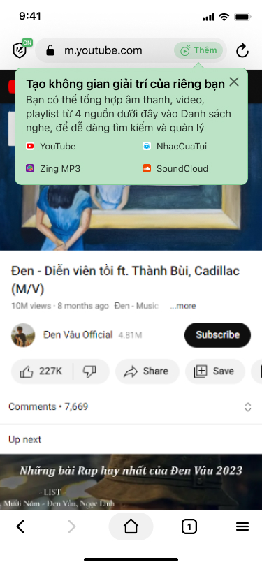 Danh sách nghe Cốc Cốc