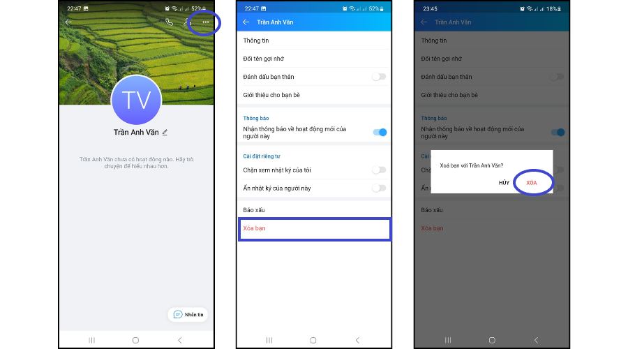 Hủy kết bạn trên Zalo trên điện thoại Android