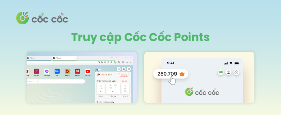 Cách truy cập Cốc Cốc Points