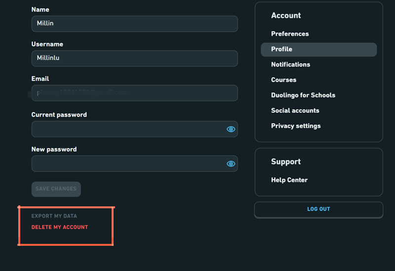cách xóa tài khoản duolingo