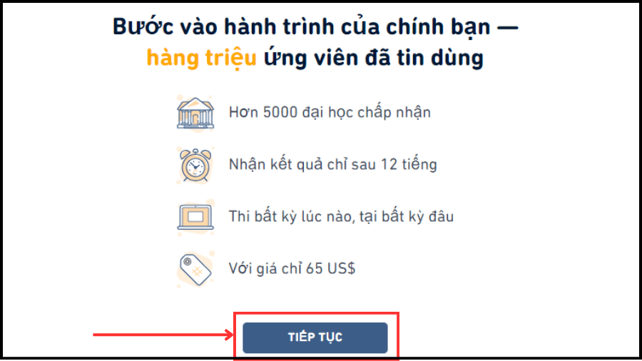 nộp phí dự thi