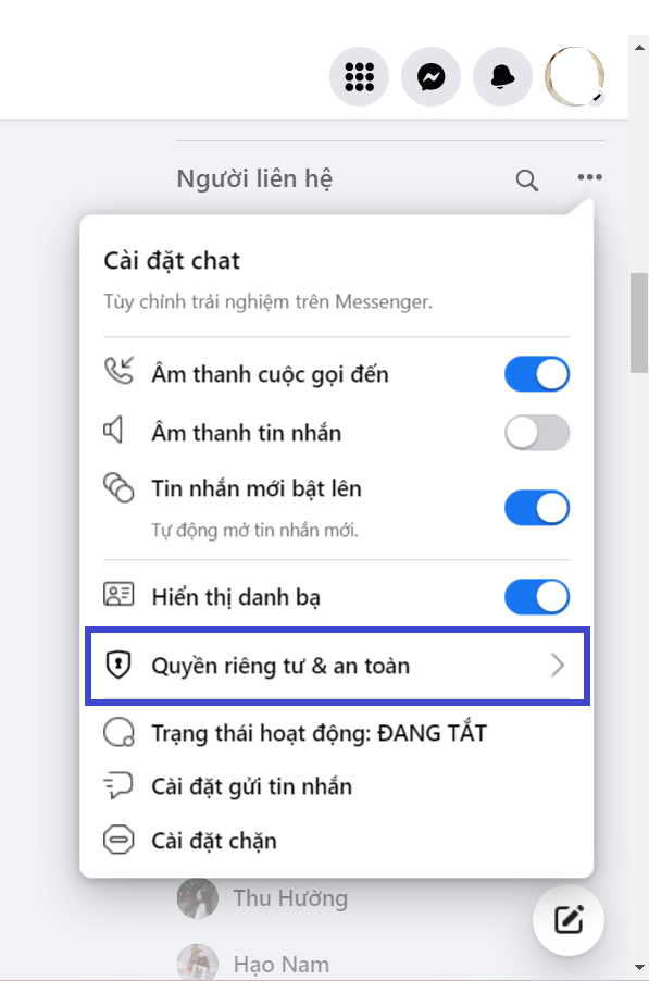 Cách tắt mã hóa đầu cuối trên messenger trên máy tính