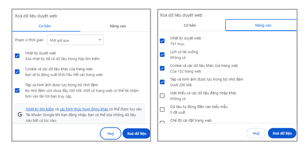 xóa cache chrome