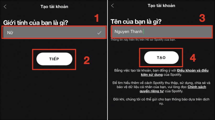 Tạo tài khoản ở trên Spotify