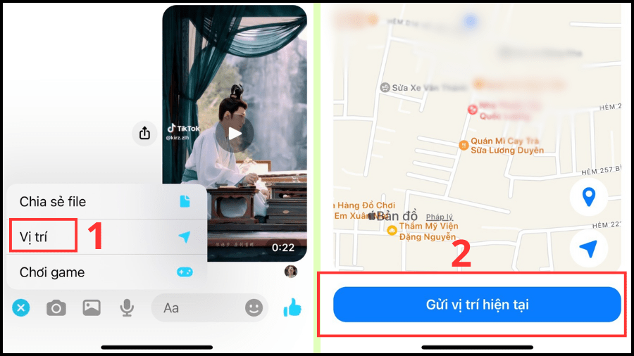 cách gửi vị trí trên Messenger