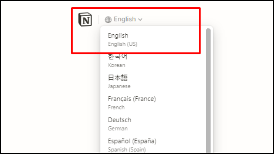 Notion English version