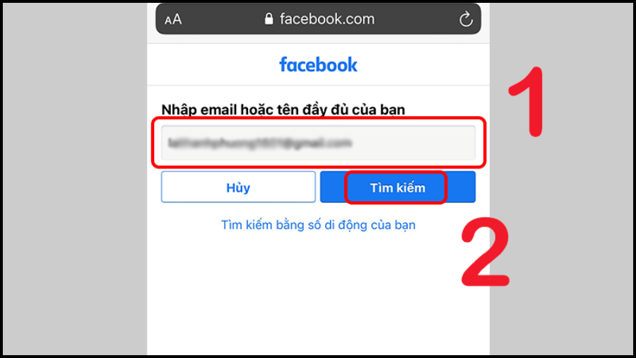 khôi phục mật khẩu Facebook bằng email