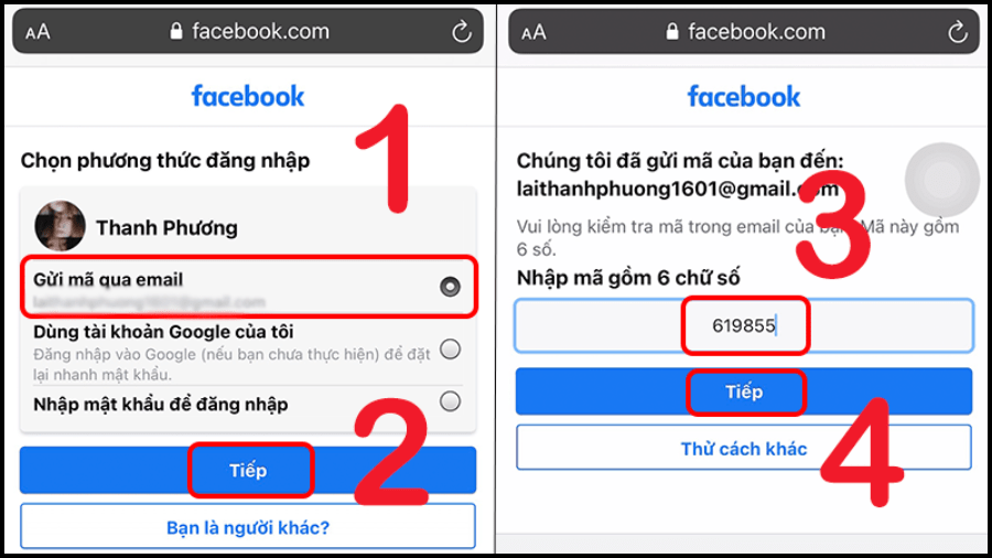 Gửi mã qua email