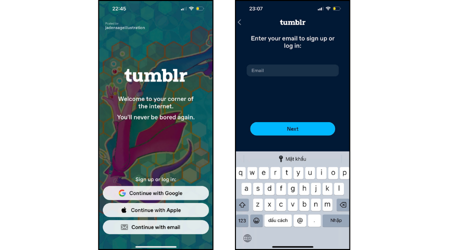 đăng ký tumblr trên điện thoại 