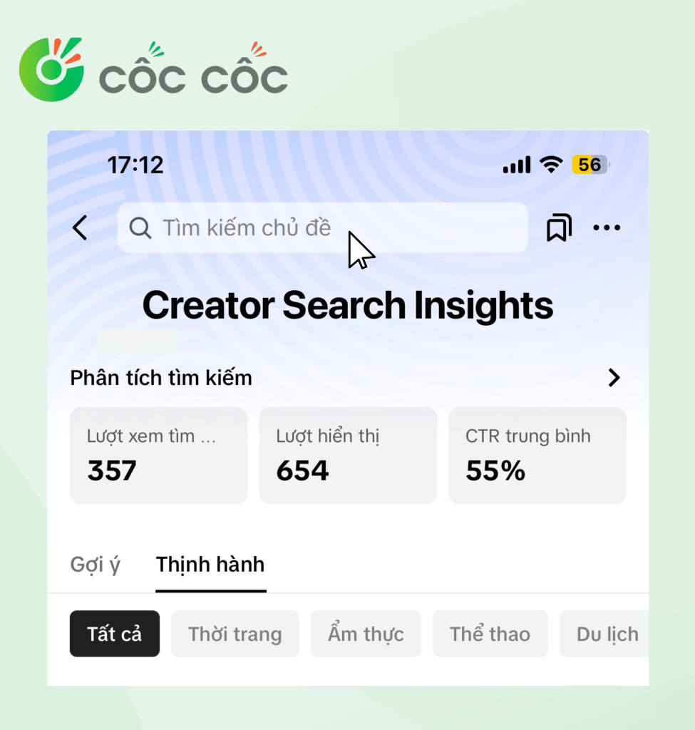 Khám phá chủ đề Creator Search Insights