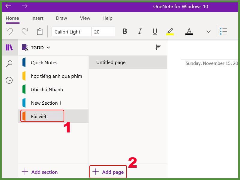 cach tao trang moi trong microsoft onenote