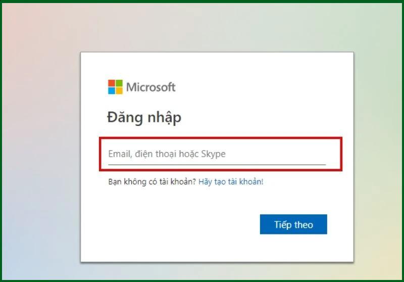 dang nhap vao tai khoan microsoft