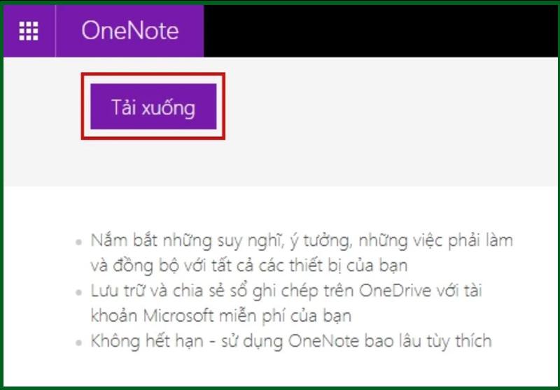 truy cap vao trang web onenote com va nhap vao nut tai xuong ()