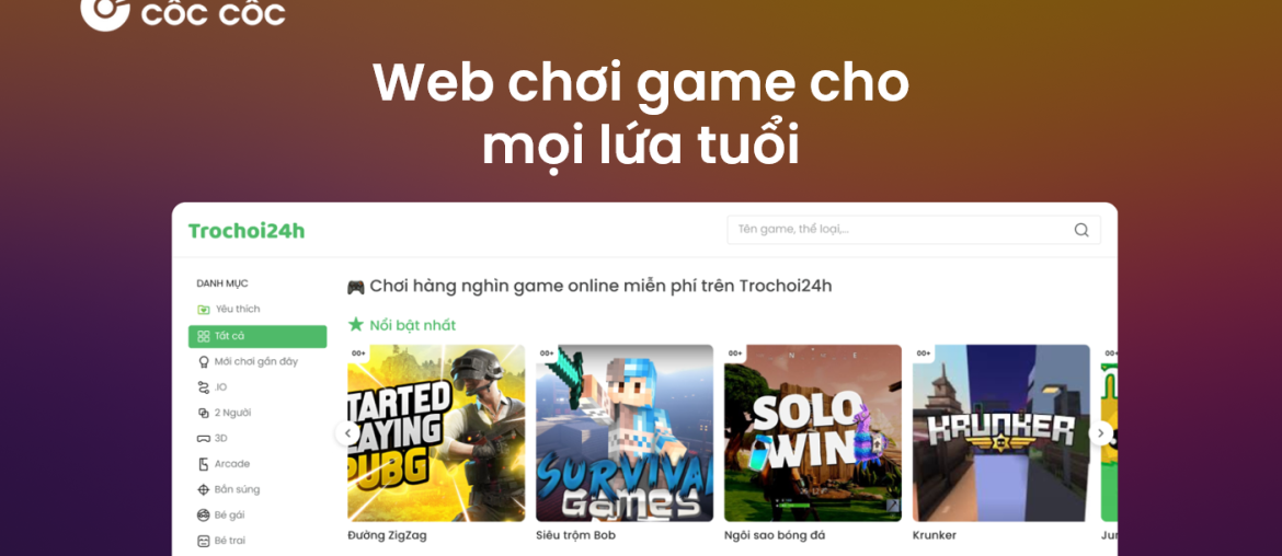 web chơi game mọi lứa tuổi