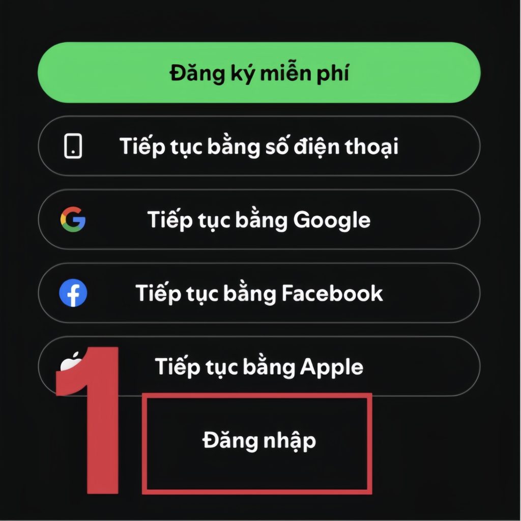 Dang nhap Spotify tren dien thoai