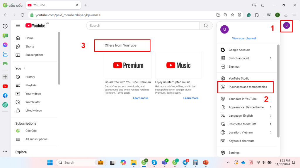 cách kiểm tra gói youtube premium