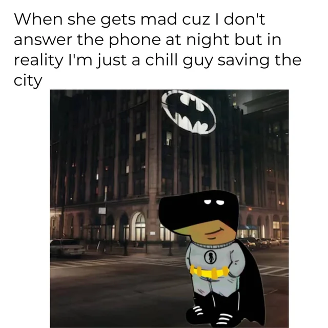 chill guy meme batman