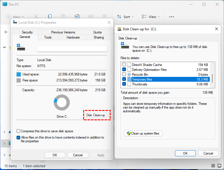 disk cleanup win