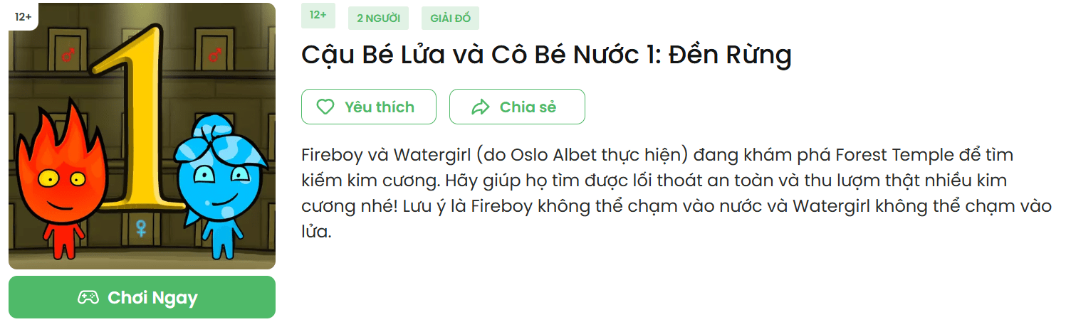 game cho be trai fireboy and watergirl