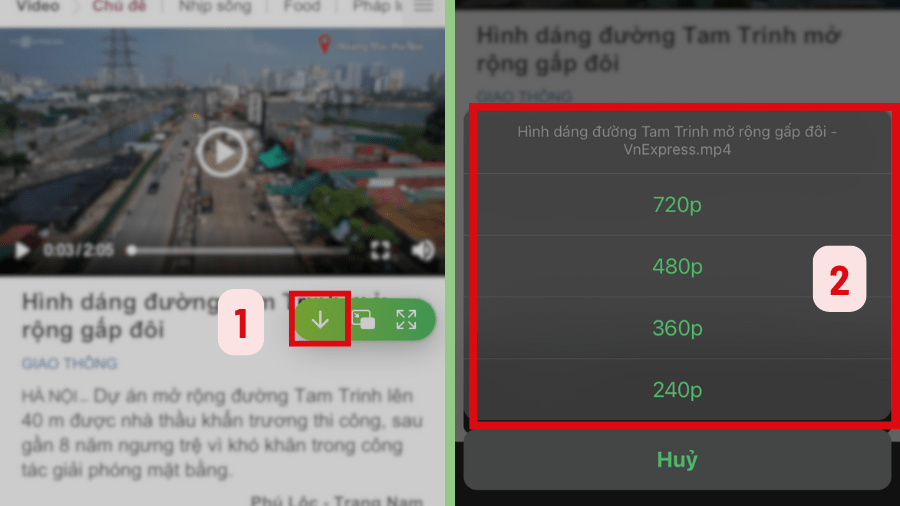 Cách tải video trên Cốc Cốc về điện thoại