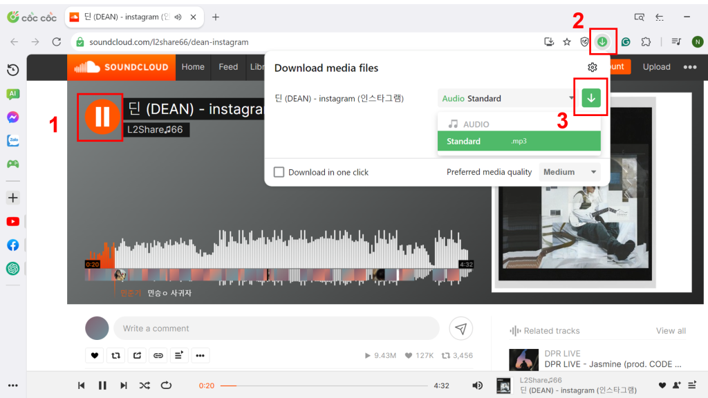 tải nhạc soundcloud bằng cốc cốc