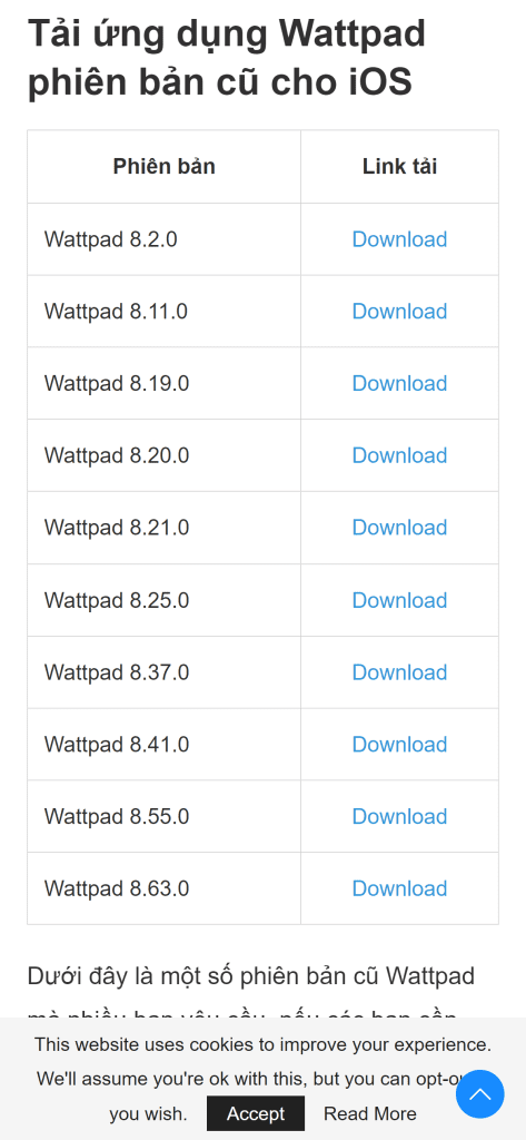 tải wattpad bản cũ ios