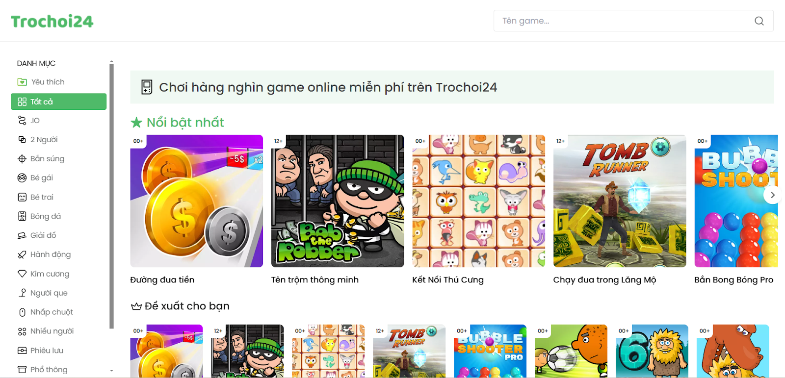 trang web game trochoi