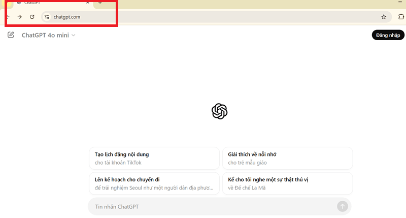truy cap vao trang chu cua chatgpt
