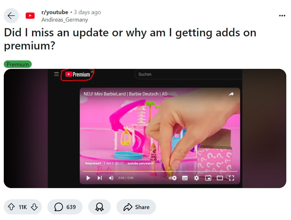 youtube premium ads