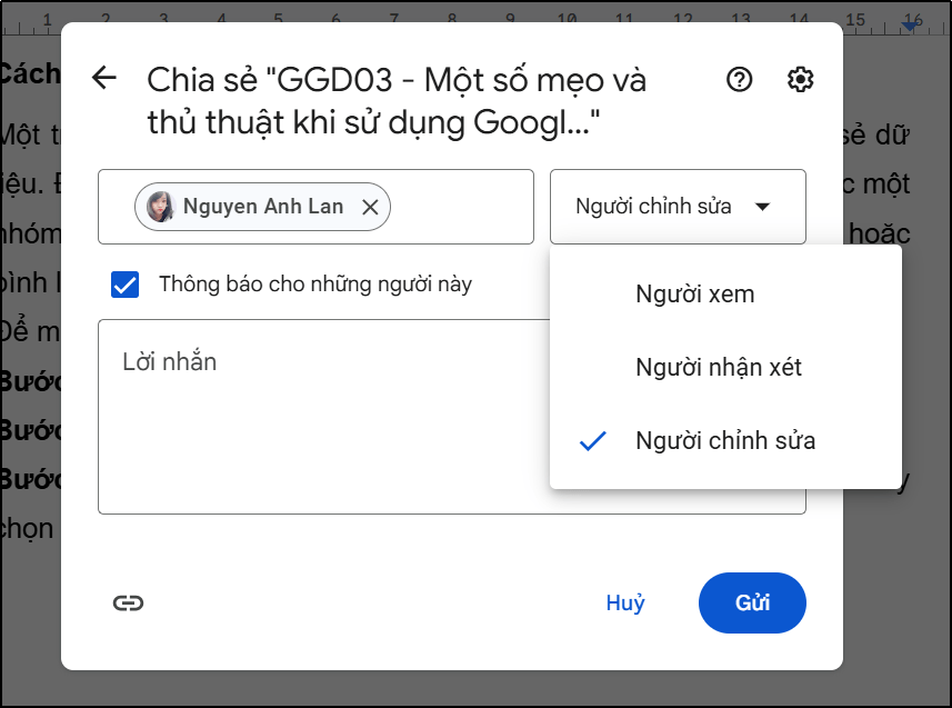 mo quyen chinh sua google docs