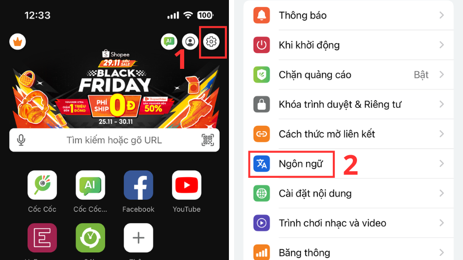 Cach thay doi ngon ngu cua trinh duyet Coc Coc tren dien thoai Cách thay đổi ngôn ngữ của trình duyệt Cốc Cốc