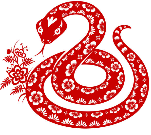 Year of the Snake paper cut art. EPS.