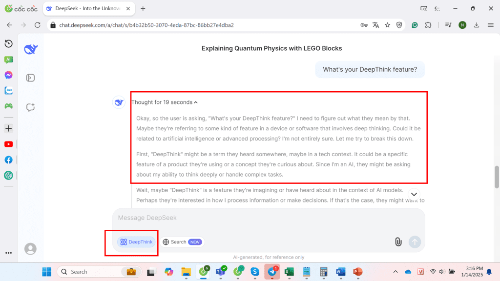 tính năng deepthink deepseek