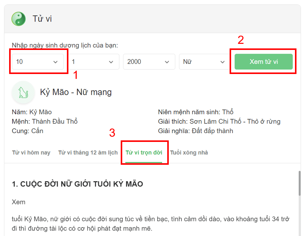 xem bói tử vi trọn đời online