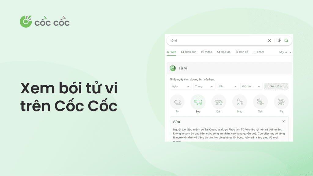 Khám phá tính năng xem tử vi trên trình duyệt web Cốc Cốc cách xem tử vi trên cốc cốc