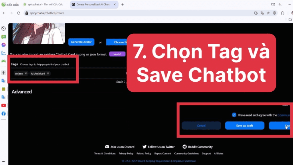 thiết lập chatbot ai spicy