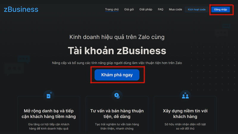 buoc truy cap trang web zalo business