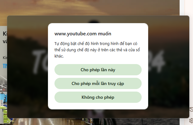 Cho phép tự động ghim