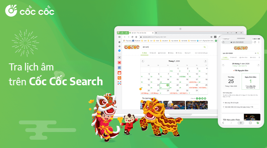 Tinh nang xem lich am tren Coc Coc